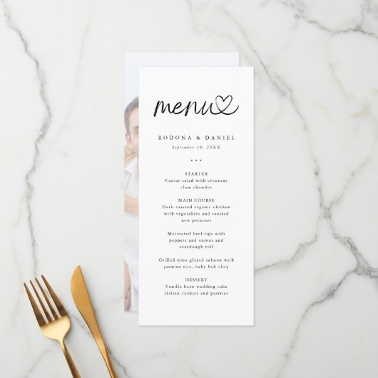 ミニマモダンリスト写真結婚の メニュー (正面/裏面インサイチュ)