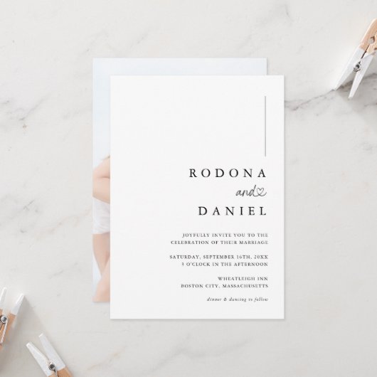 ミニマモダンリスト写真結婚の 招待状 (正面/裏面インサイチュ)