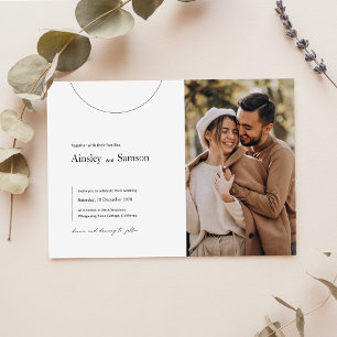 ミニマモダンリスト写真結婚の 招待状
