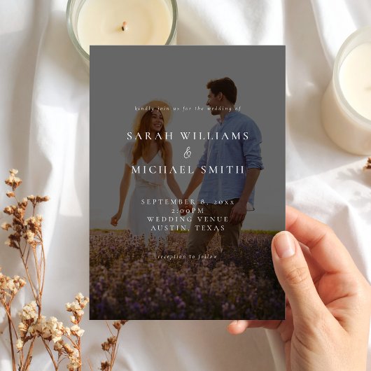 ミニマモダンリスト写真結婚の 招待状