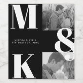 ミニマモダンリスト写真結婚モノグラムはっきりした ワインラベル (シングルラベル)