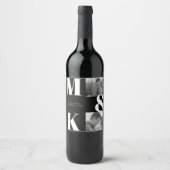 ミニマモダンリスト写真結婚モノグラムはっきりした ワインラベル (正面)