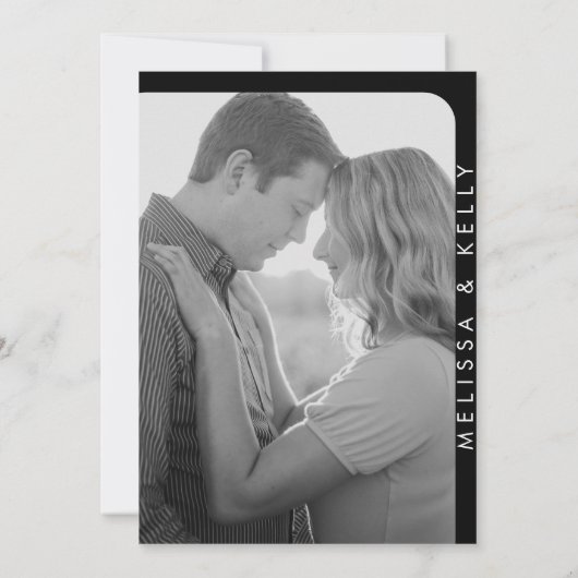 ミニマモダンリスト写真結婚モノグラムはっきりした 招待状 (裏面)