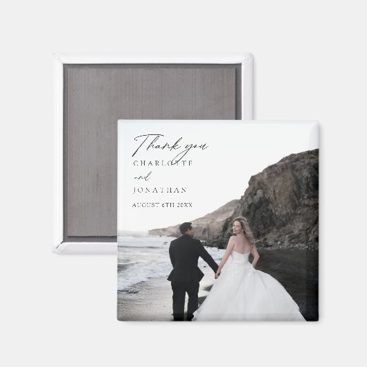 ミニマモダンリスト写真結婚式の引き出物ありがとう マグネット (正面/裏面)