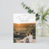 ミニマモダンリスト写真結婚式の日付を保存 ポストカード (スタンド正面)