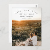 ミニマモダンリスト写真結婚式の日付を保存 ポストカード (正面/裏面)