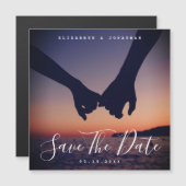 ミニマモダンリスト写真結婚式の日付を保存 マグネット招待状 (正面/裏面)