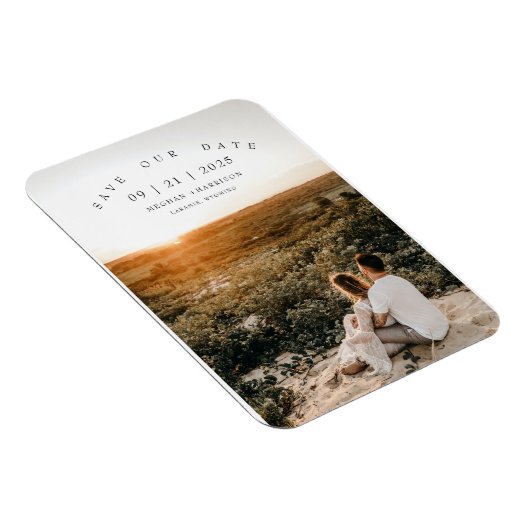 ミニマモダンリスト写真結婚式の日付を保存 マグネット (右側)