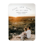 ミニマモダンリスト写真結婚式の日付を保存 マグネット (縦)