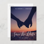 ミニマモダンリスト写真結婚式の日付を保存 案内ポストカード (正面/裏面)