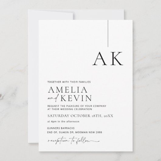 ミニマモダンリスト写真結婚式招待状 招待状 (正面)