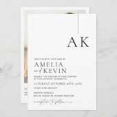 ミニマモダンリスト写真結婚式招待状 招待状 (正面/裏面)