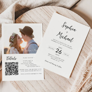 ミニマモダンリスト写真詳細QR Webサ結婚イト 招待状