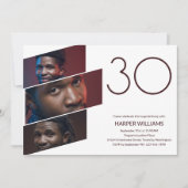ミニマモダンリスト写真30th誕生日 招待状 (正面)