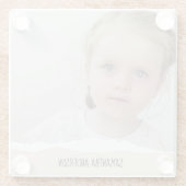 ミニマモダンリスト写真&パーソナライズ文字ピンク ガラスコースター (裏面)