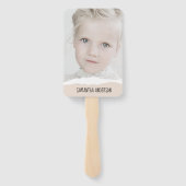 ミニマモダンリスト写真&パーソナライズ文字ピンク ハンドファン (裏面)