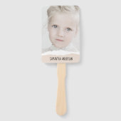 ミニマモダンリスト写真&パーソナライズ文字ピンク ハンドファン (正面)