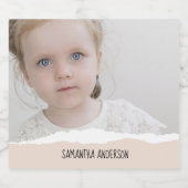 ミニマモダンリスト写真&パーソナライズ文字ピンク ビールラベル (シングルラベル)