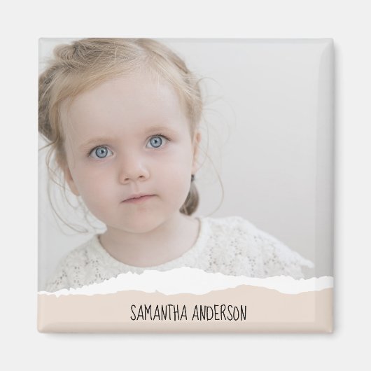 ミニマモダンリスト写真&パーソナライズ文字ピンク マグネット (正面)