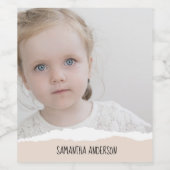 ミニマモダンリスト写真&パーソナライズ文字ピンク ワインラベル (シングルラベル)