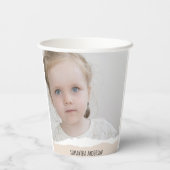 ミニマモダンリスト写真&パーソナライズ文字ピンク 紙コップ (裏面)