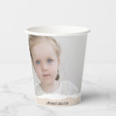 ミニマモダンリスト写真&パーソナライズ文字ピンク 紙コップ (正面)