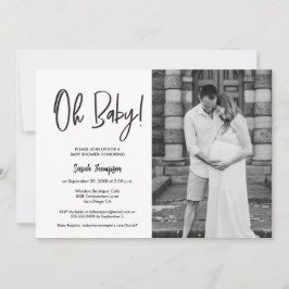 ミニマモダンリスト写真Ohベビーシャワー 招待状