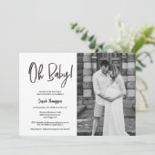 ミニマモダンリスト写真Ohベビーシャワー 招待状 (スタンド正面)