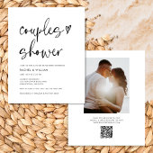 ミニマモダンリスト写真QRコードカップルのシャワー 招待状