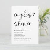 ミニマモダンリスト写真QRコードカップルのシャワー 招待状 (スタンド正面)