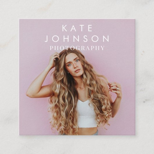 ミニマモダンリスト写真QRコードソーシャルメディア スクエア名刺 (正面)