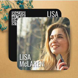 ミニマモダンリスト写真QRコード名刺 スクエア名刺