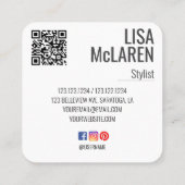 ミニマモダンリスト写真QRコード名刺 スクエア名刺 (裏面)