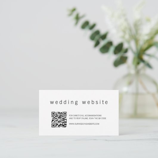 ミニマモダンリスト写真QRコード結婚のWebサイト エンクロージャーカード (スタンド正面)
