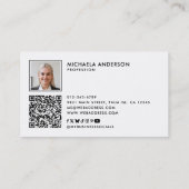 ミニマモダンリスト写真QRコード&ソーシャルメディア 名刺 (裏面)