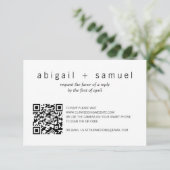 ミニマモダンリスト写真QRコー結婚ド 出欠カード (スタンド正面)