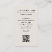 ミニマモダンリスト写真QRソーシャルメディア 名刺 (裏面)