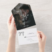 ミニマモダンリスト写真RSVP結婚の オールインワン招待状 (貼ってはがせる)