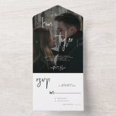 ミニマモダンリスト写真RSVP結婚の オールインワン招待状 (内側)