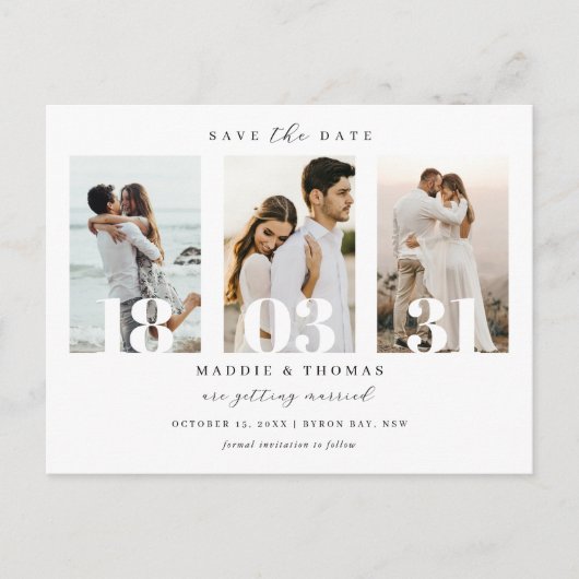 ミニマモダンリスト写真Save the Date招待状P ポストカード (正面)