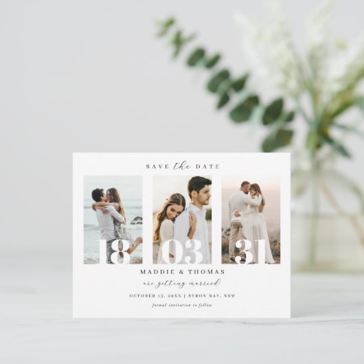 ミニマモダンリスト写真Save the Date招待状P ポストカード (スタンド正面)