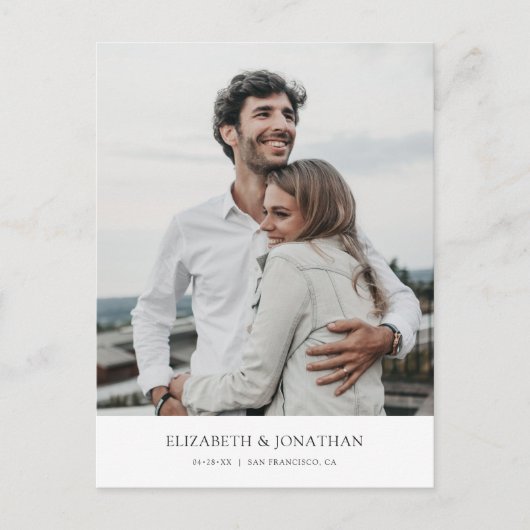 ミニマモダンリスト写真Save the Date 結婚's インビテーションポストカード (正面)