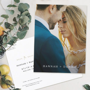 ミニマモダンリスト写真Save the Date 結婚's インビテーションポストカード