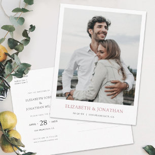 ミニマモダンリスト写真Save the Date 結婚's インビテーションポストカード