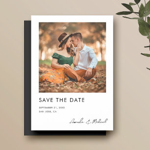 ミニマモダンリスト写真Save the Date 結婚's マグネット招待状