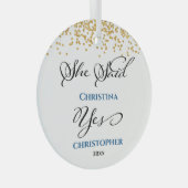 ミニマモダンリスト初めてのクリスマス婚約した ガラスオーナメント (正面右)