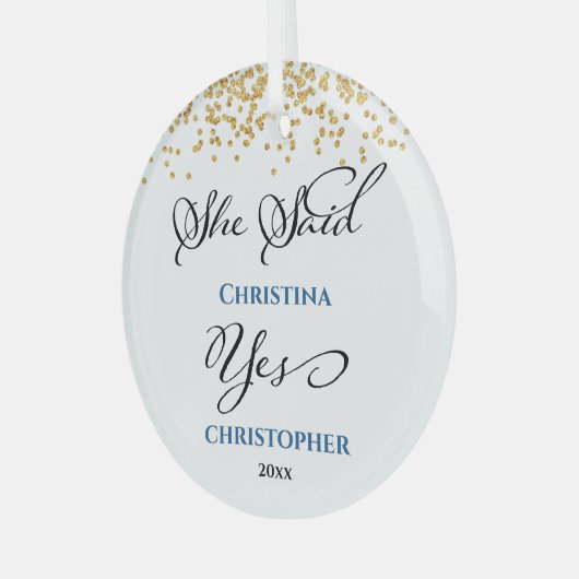 ミニマモダンリスト初めてのクリスマス婚約した ガラスオーナメント (正面左)