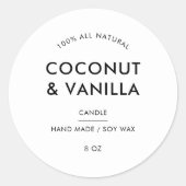 ミニマモダンリスト包装用キャンドル製品ラベル ラウンドシール (正面)