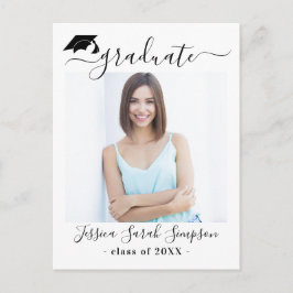 ミニマモダンリスト卒業パーティー写真アナウンスム 案内ポストカード