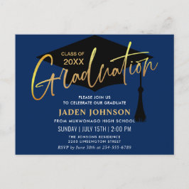 ミニマモダンリスト卒業パーティー招待状 ポストカード